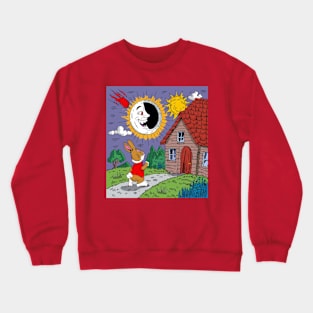 rabbit running from the eclipse Crewneck Sweatshirt